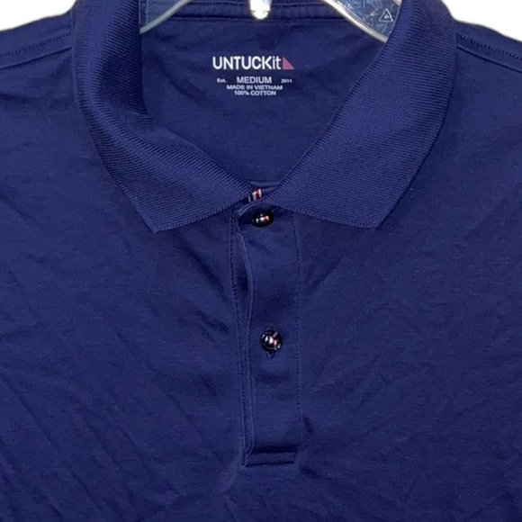 Men's UNTUCKit‎ Dark Blue Golf/Tennis Polo Shirt 100% Cotton Size Medium - Picture 2 of 4